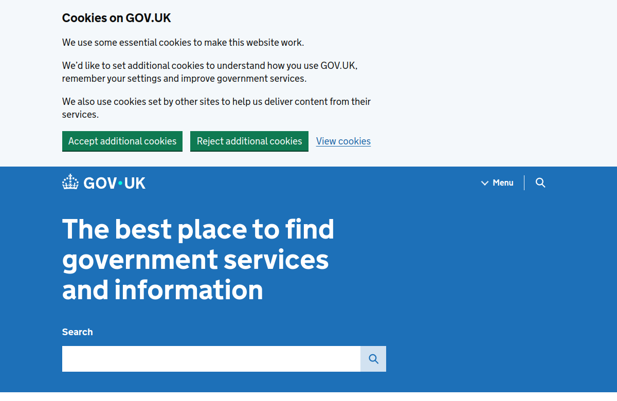 GOV.UK 공공서비스 웹사이트 미리보기