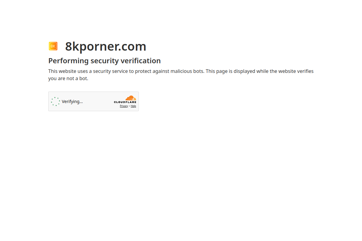 8K Porner homepage as it appeared during testing