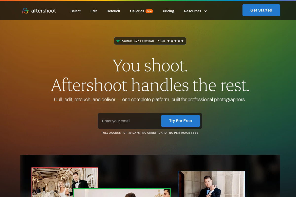 Screenshot of the AfterShoot website
