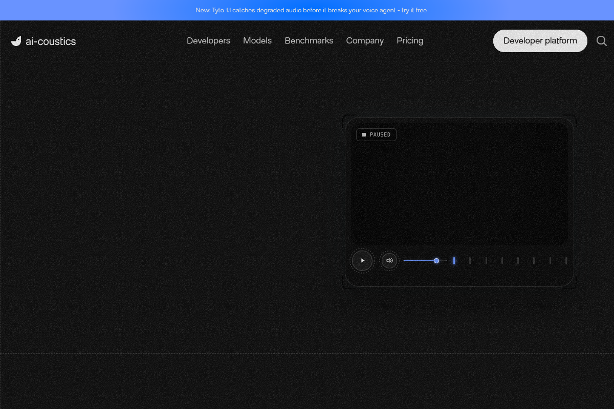 Screenshot of the AI-coustics website