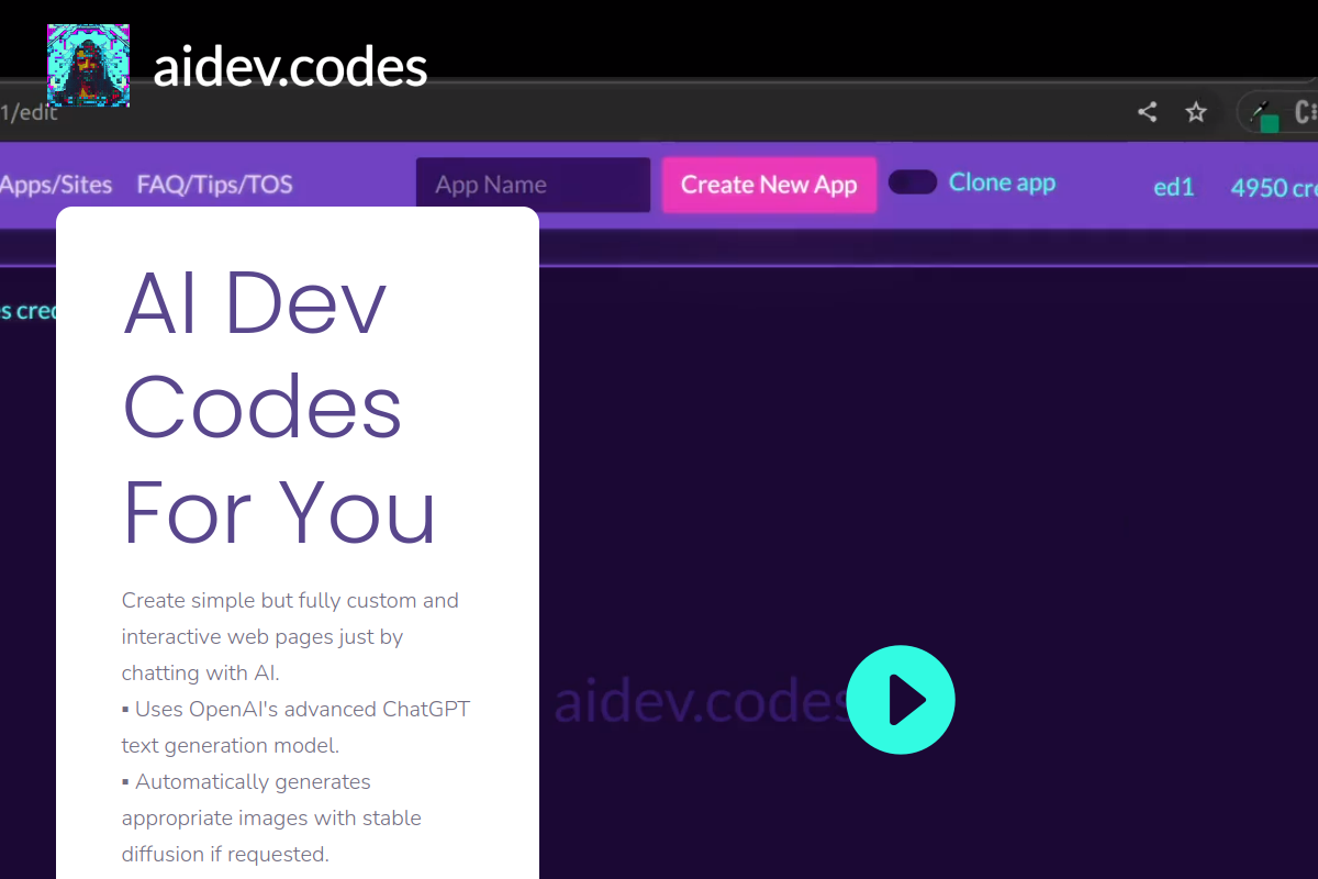 Screenshot of the AIDev.Codes website