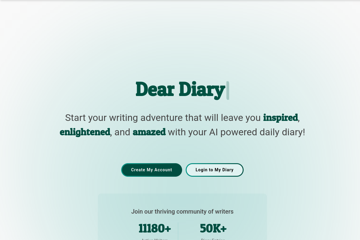 Screenshot of the AIDiary website
