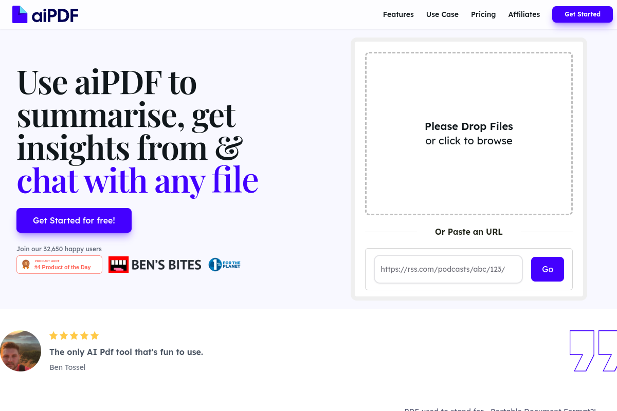 Screenshot of the aiPDF website