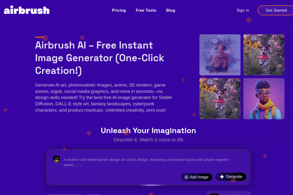 Screenshot of the Airbrush website