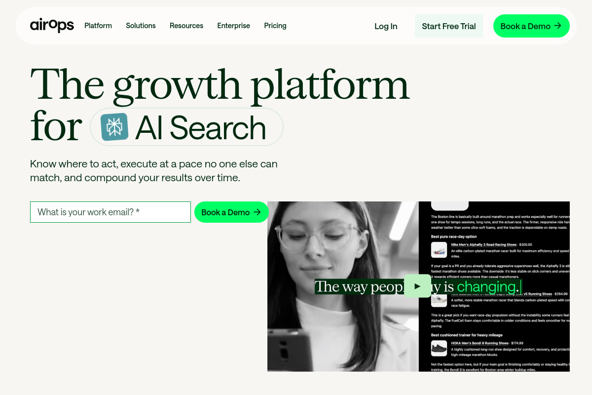 Screenshot of the AirOps website