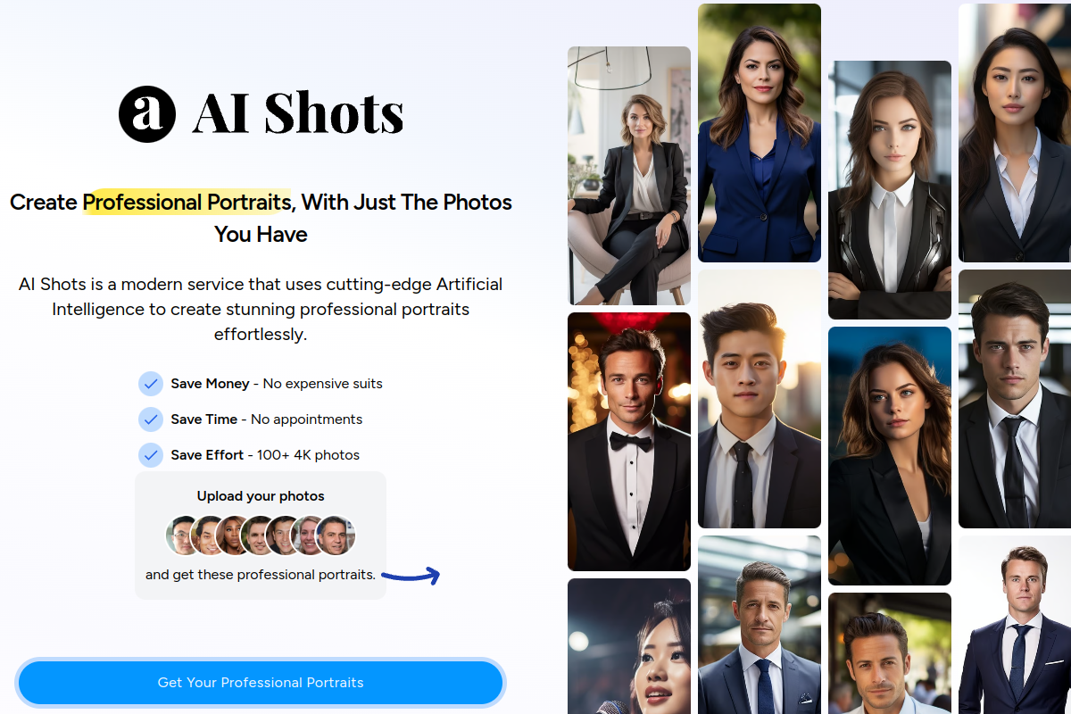 Screenshot of the AIShots website