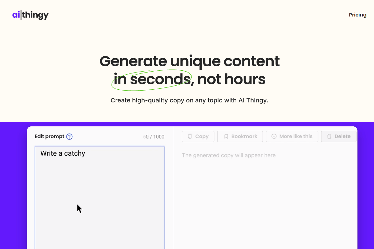 Screenshot of the AI Thingy website
