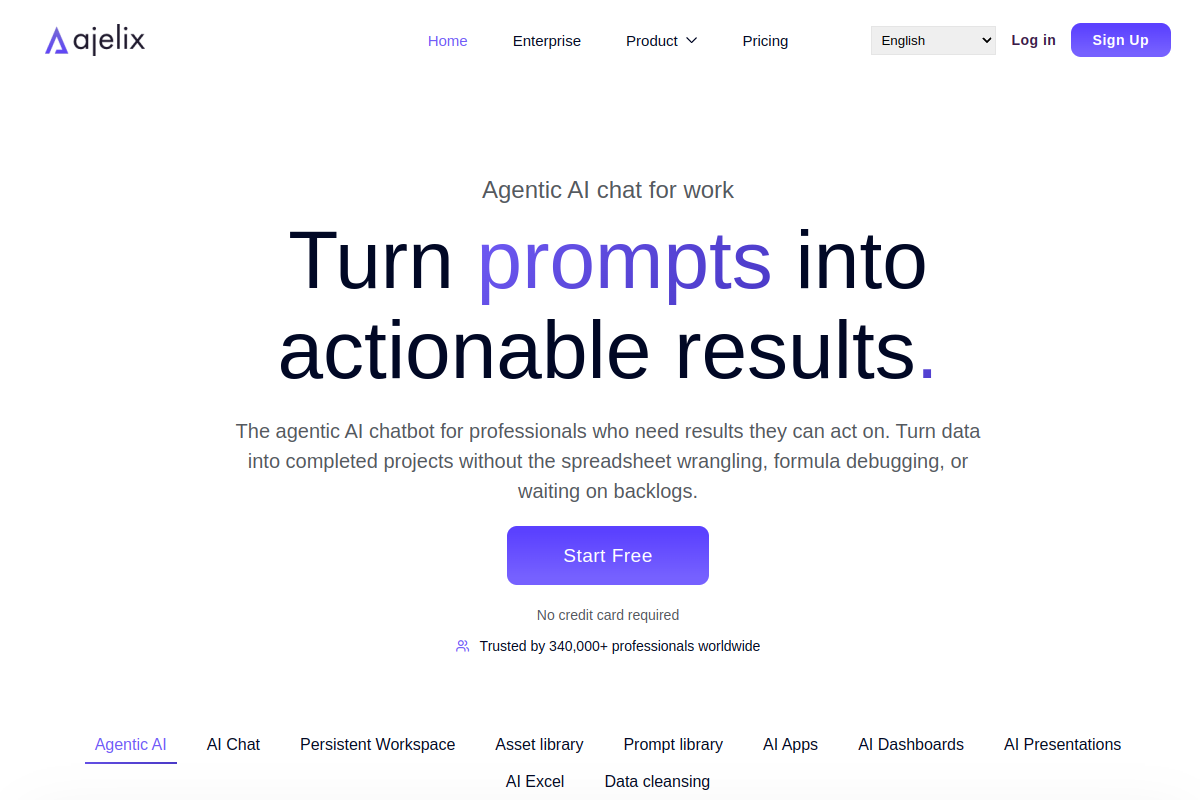 Screenshot of the Ajelix website