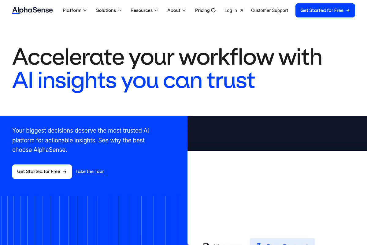 Screenshot of the AlphaSense website