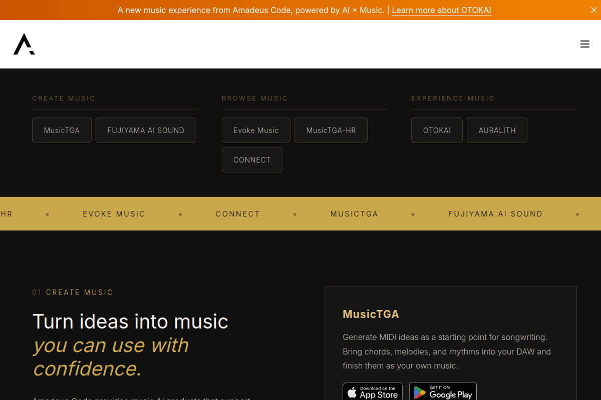 Screenshot of the Amadeus Code website