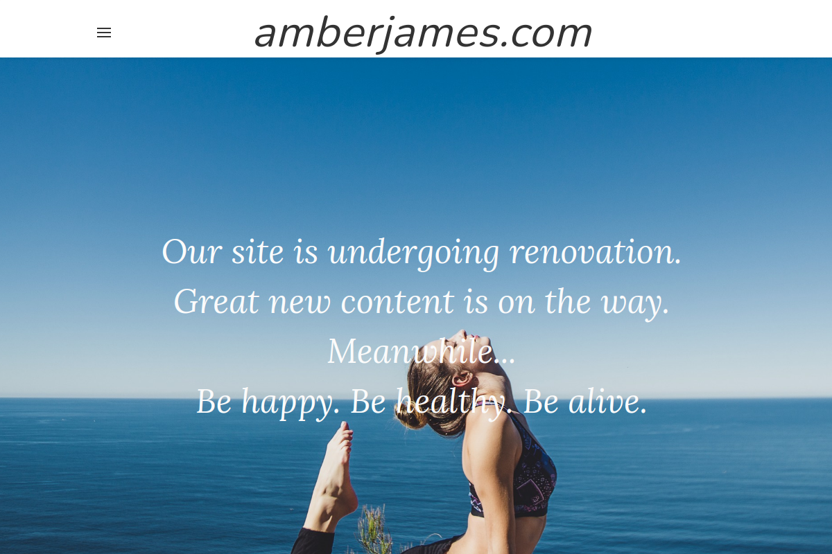 Amber James homepage as it appeared during testing
