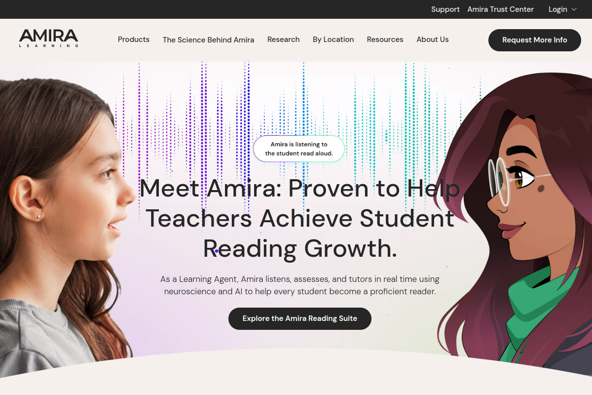 Screenshot of the Amira website