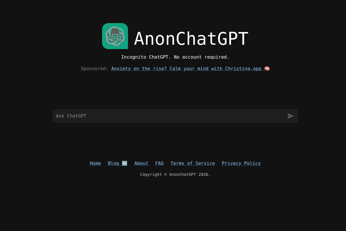 Screenshot of the Anonchatgpt website