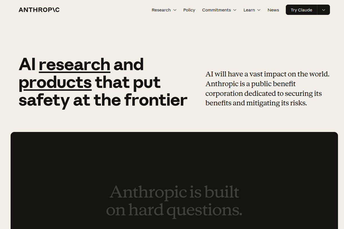 Screenshot of the Claude website