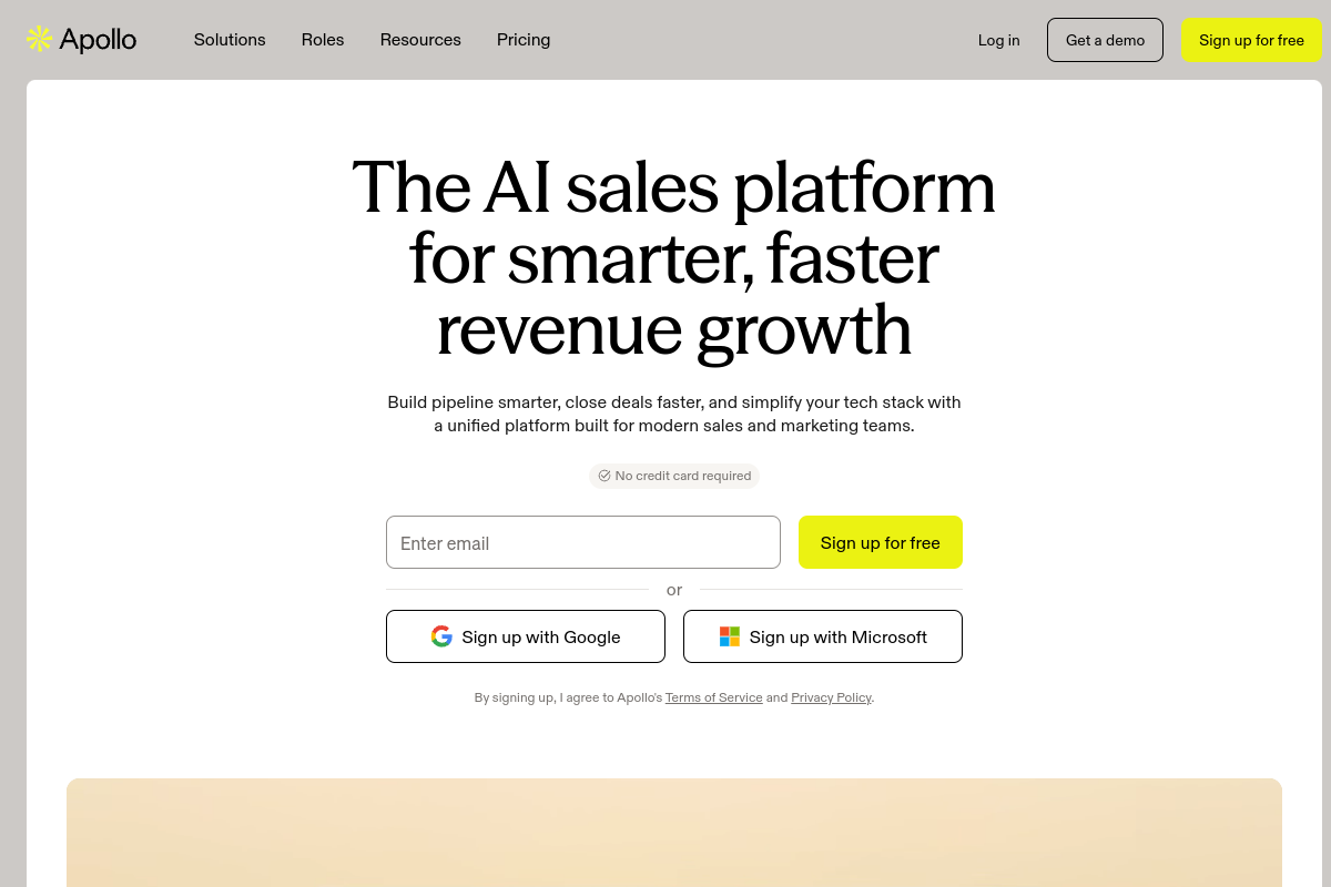Screenshot of the Apollo website