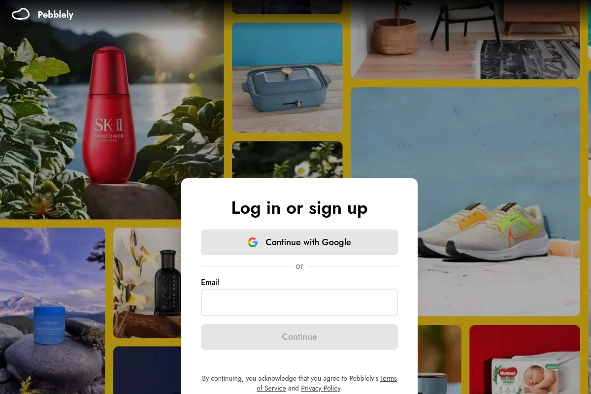 Screenshot of the Pebblely website