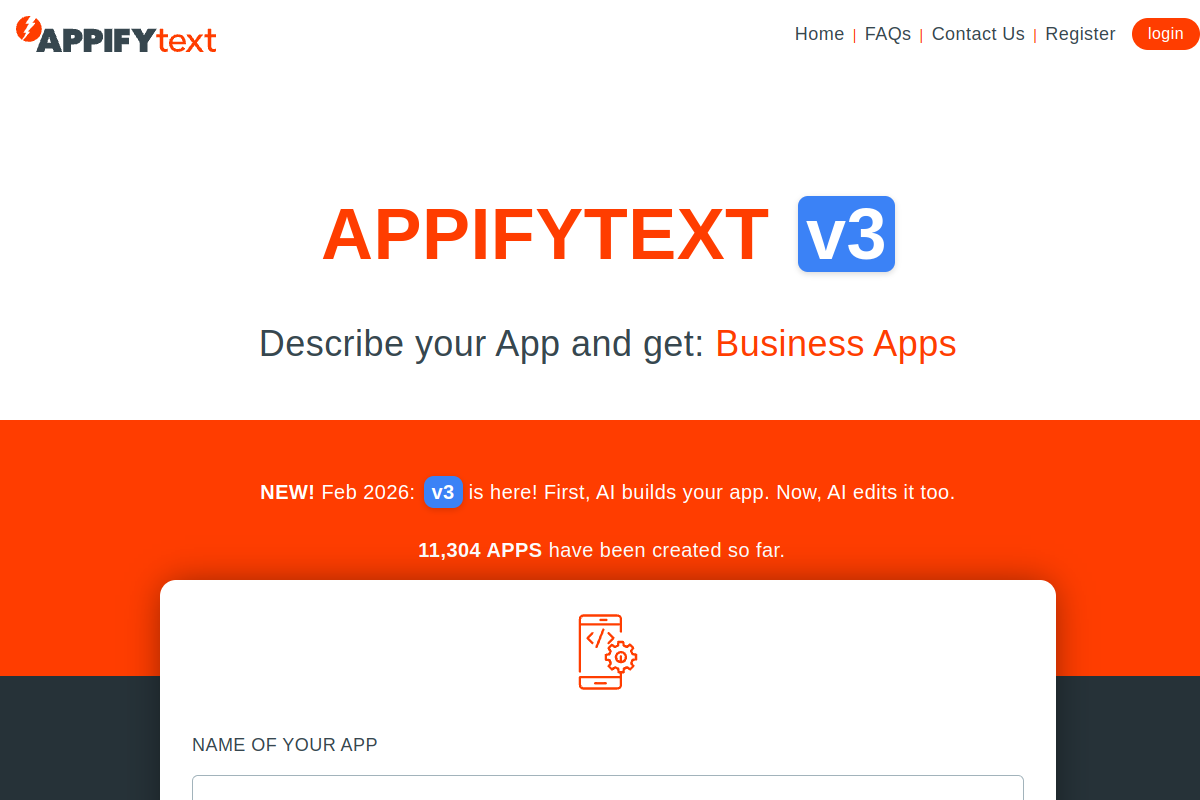 Screenshot of the AppifyText website