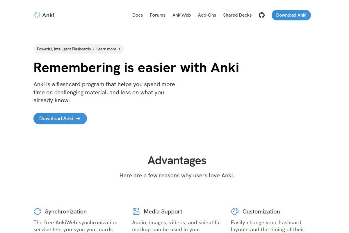 Screenshot of the Anki AI website