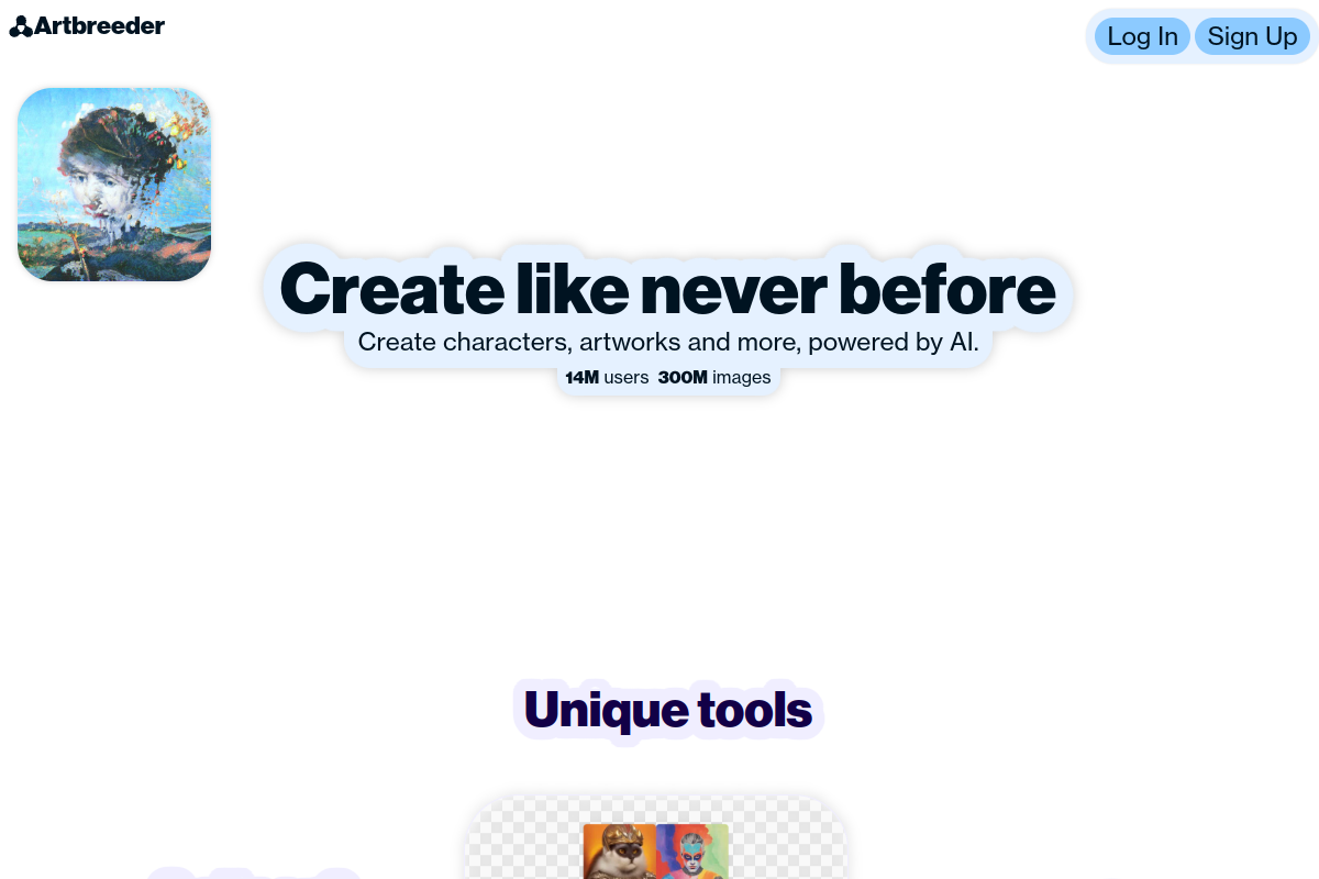 Screenshot of the Artbreeder website