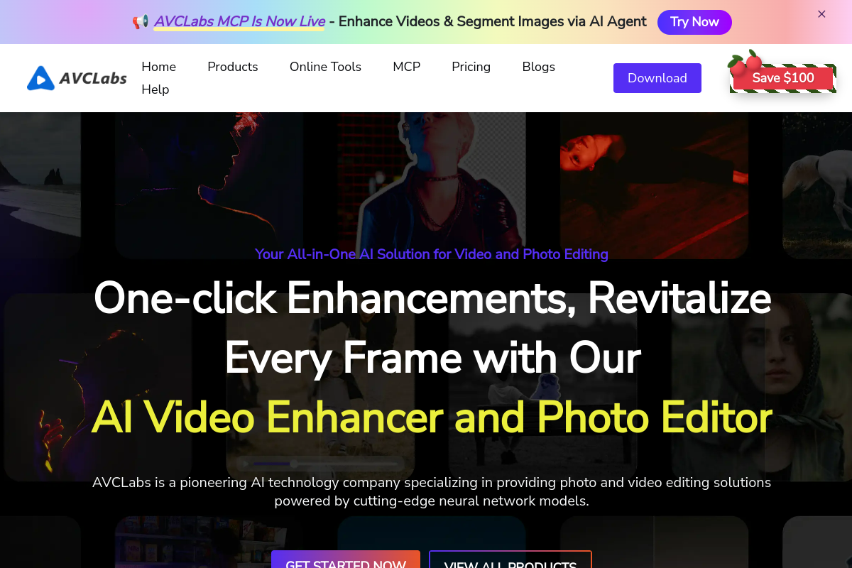 Screenshot of the AVCLabs website