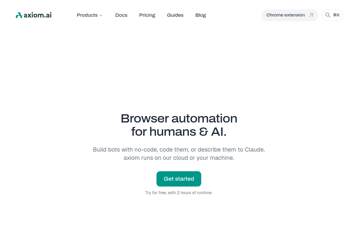 Screenshot of the Axiom website
