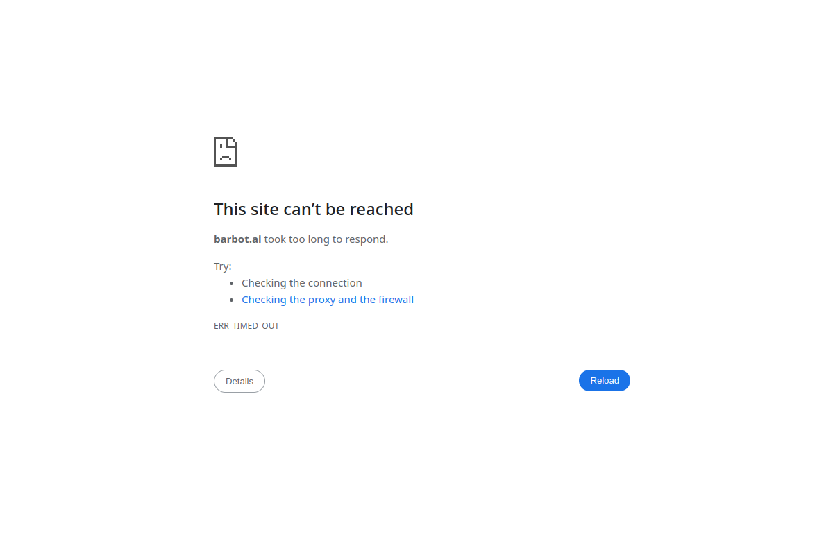 Screenshot of the BarBot AI website