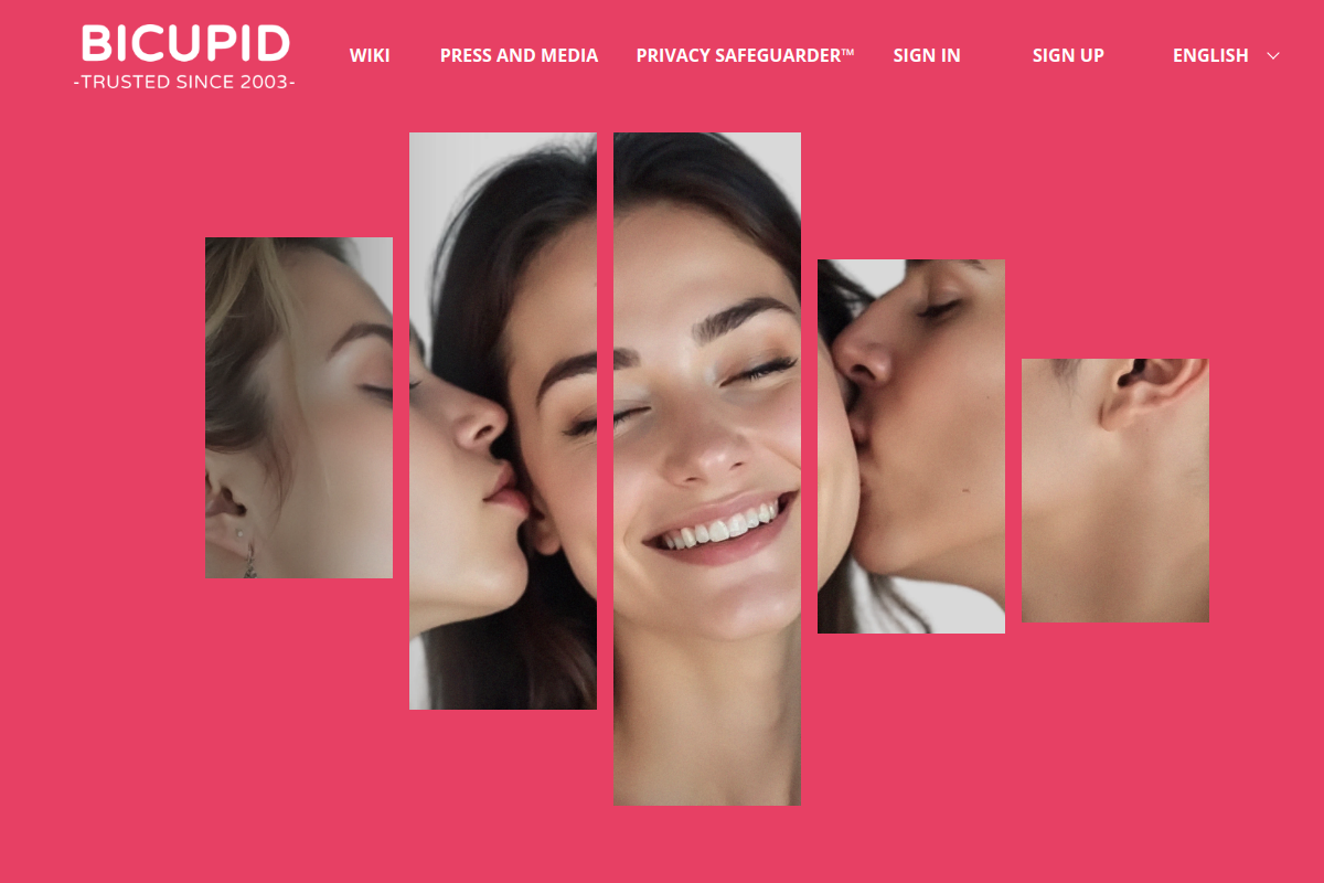 BiCupid homepage as it appeared during testing