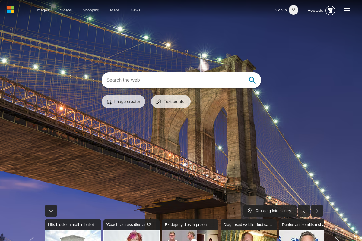 Screenshot of the Bing Create website