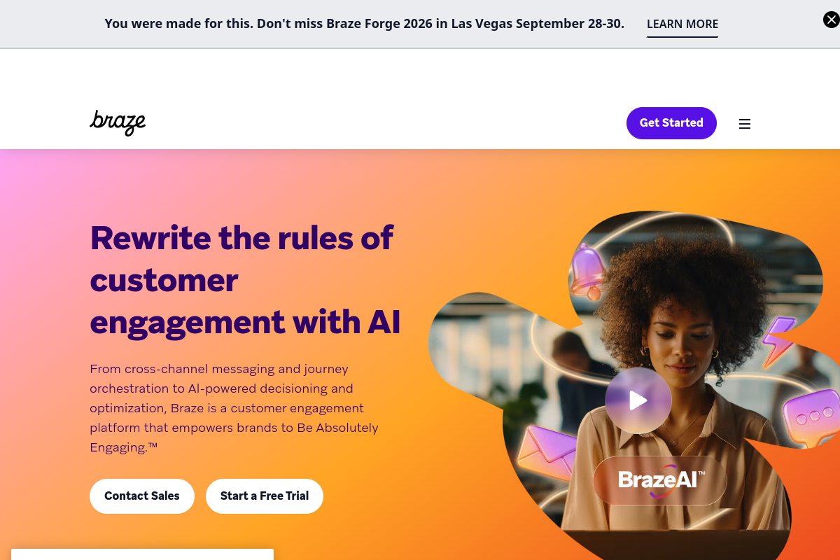 Screenshot of the Sage AI by Braze website