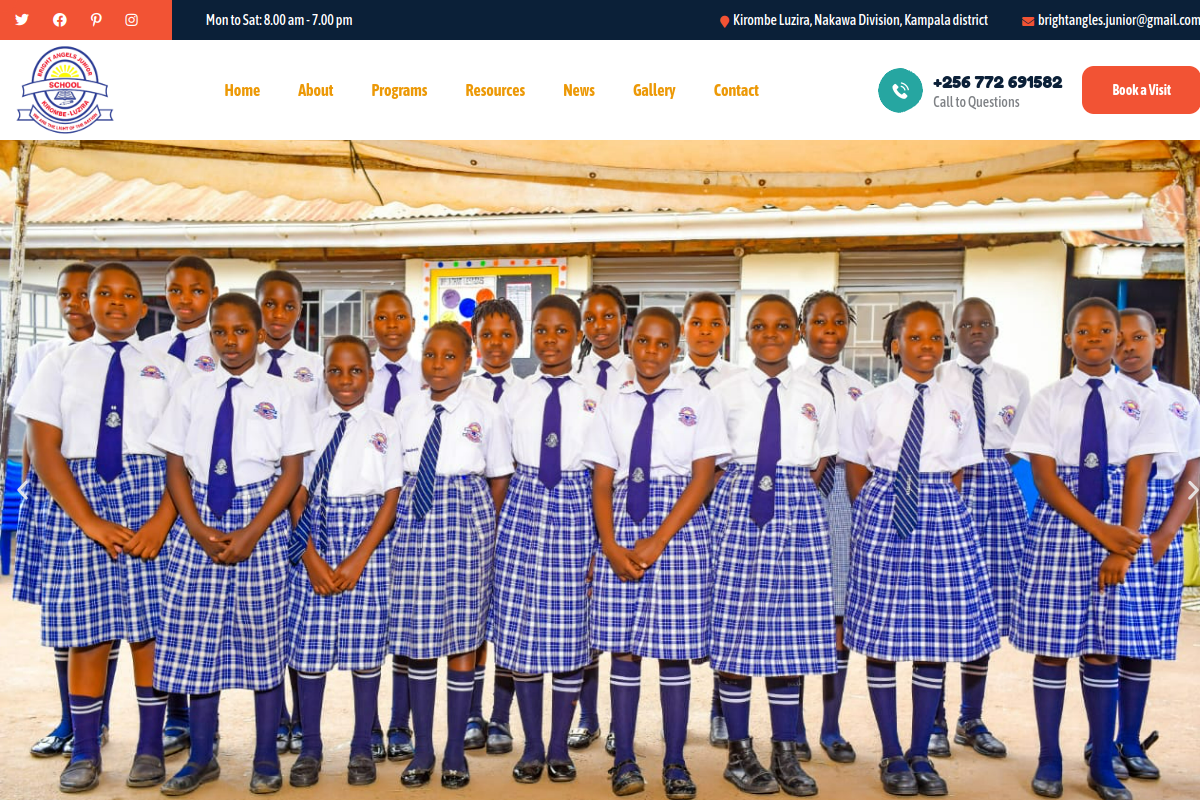 Bright Angels Uganda website preview