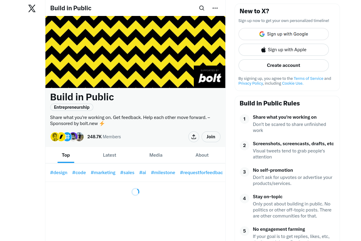 Build in Public 界面预览