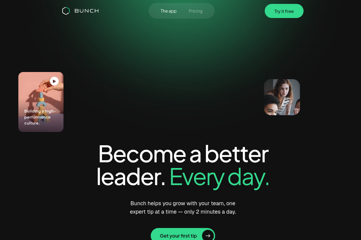 Screenshot of the Bunch website