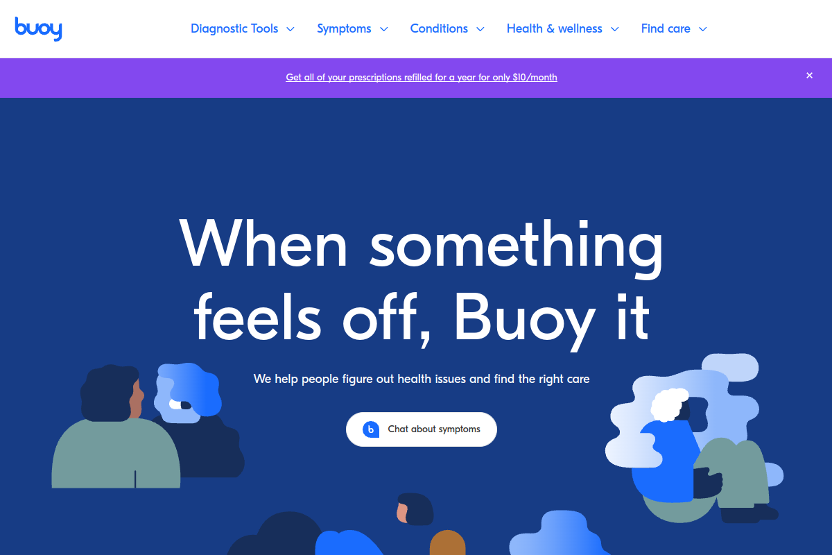 Screenshot of the Buoy Symptom Checker website