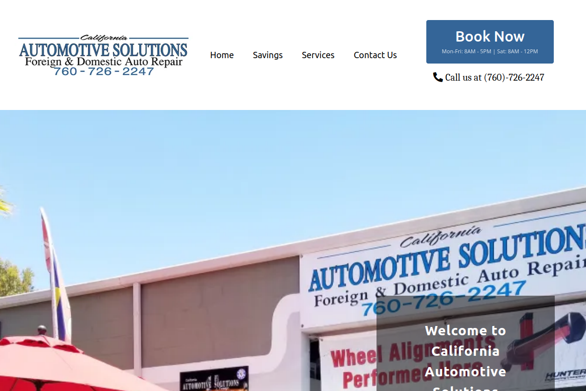 California Automotive Solutions website screenshot