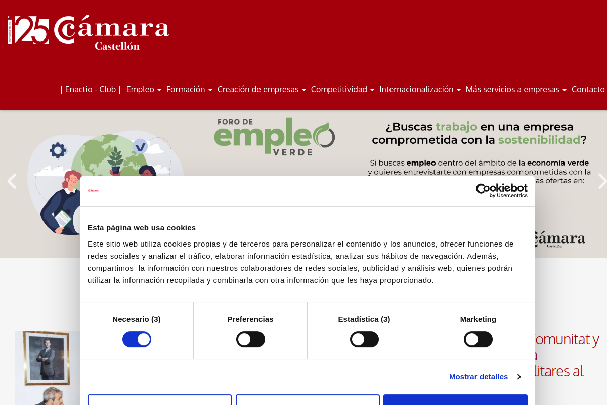 Captura de la web de Cámara de Comercio de Castellón