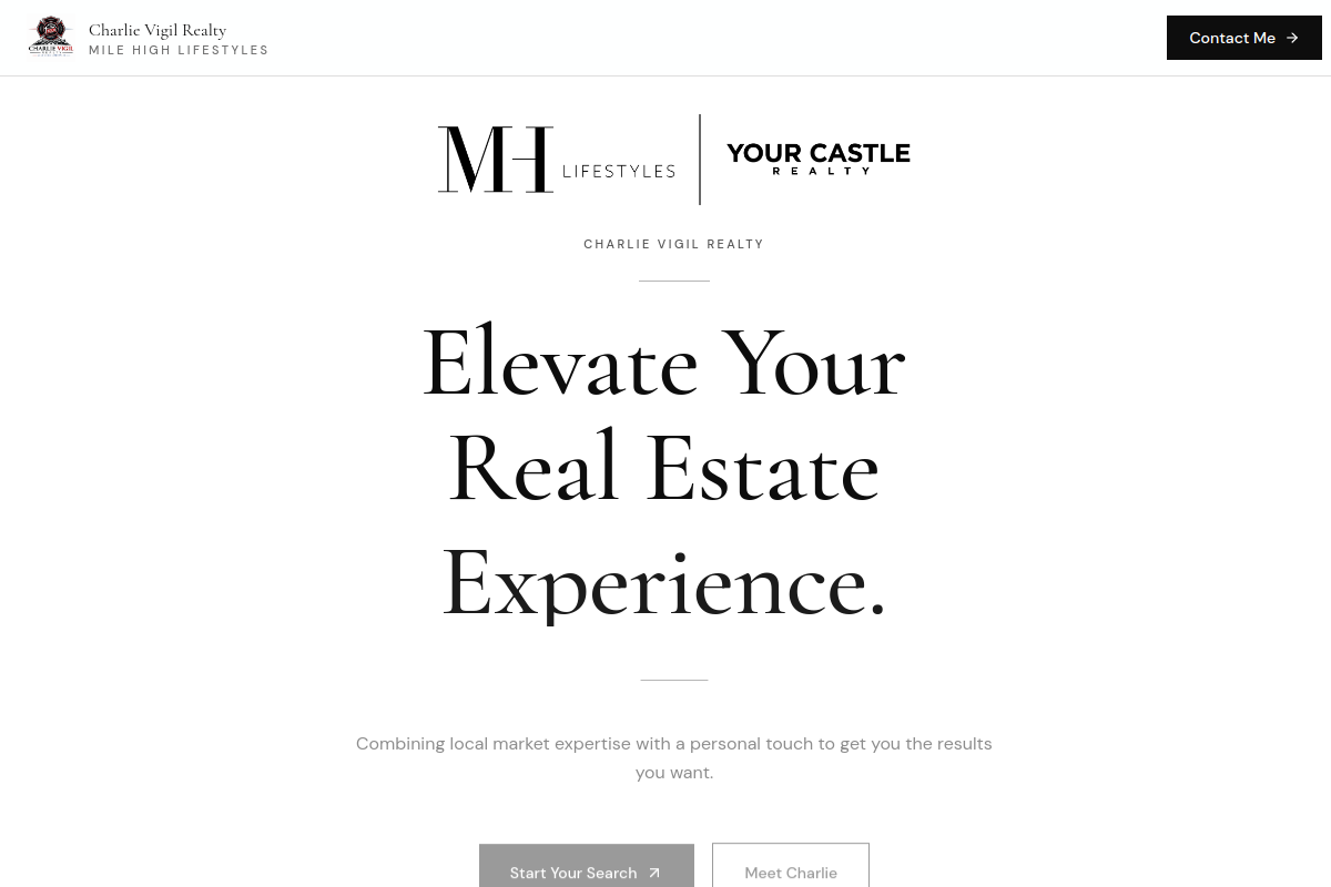Charlie Vigil Realty website screenshot