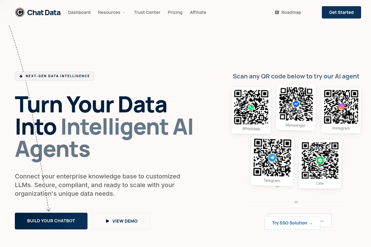 Screenshot of the Chat Data website