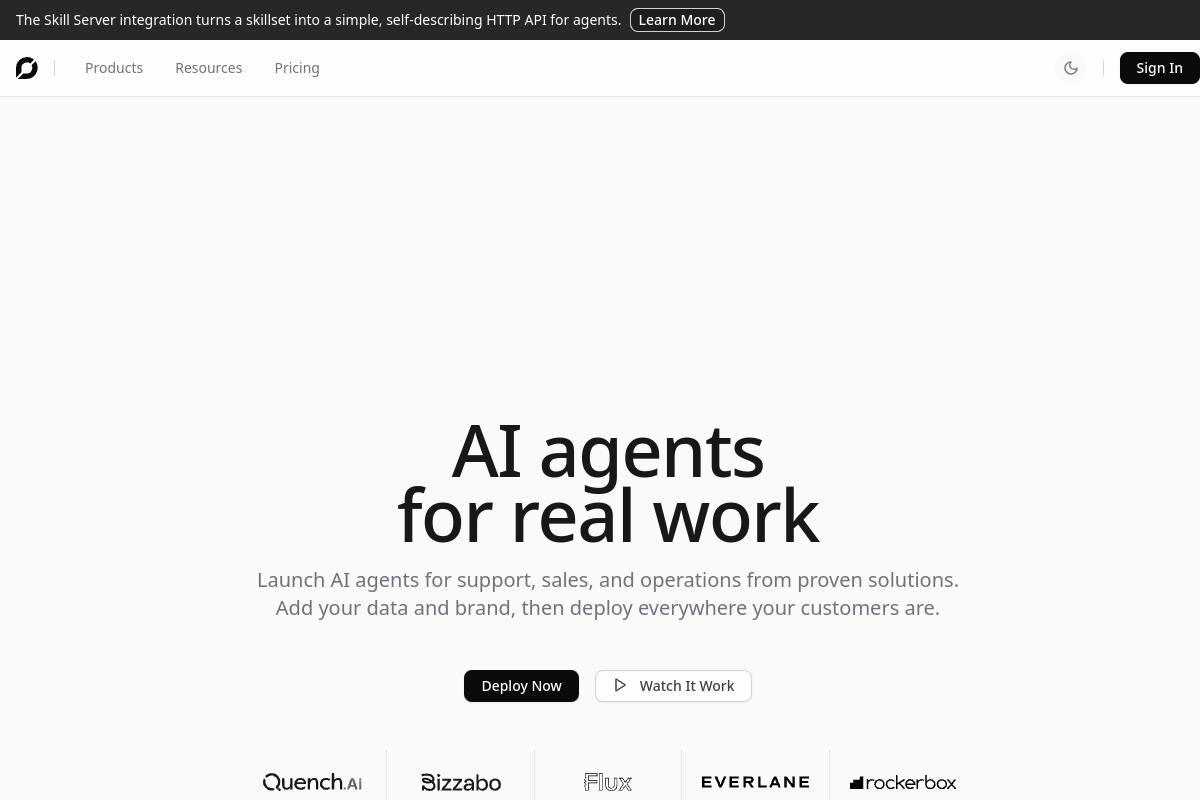 Screenshot of the ChatBotKit website