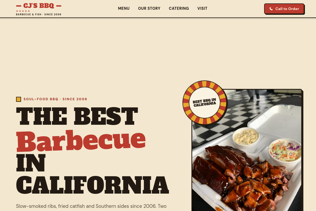 CJ's BBQ website preview