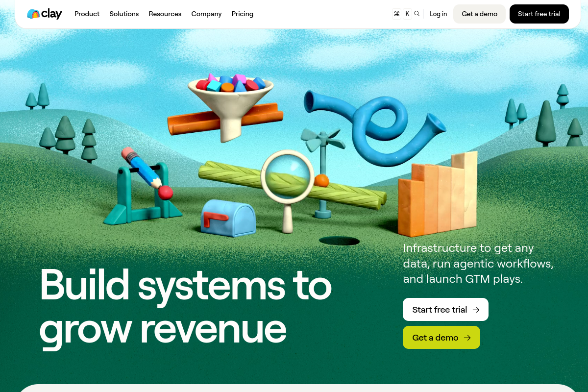 Screenshot of the Clay website