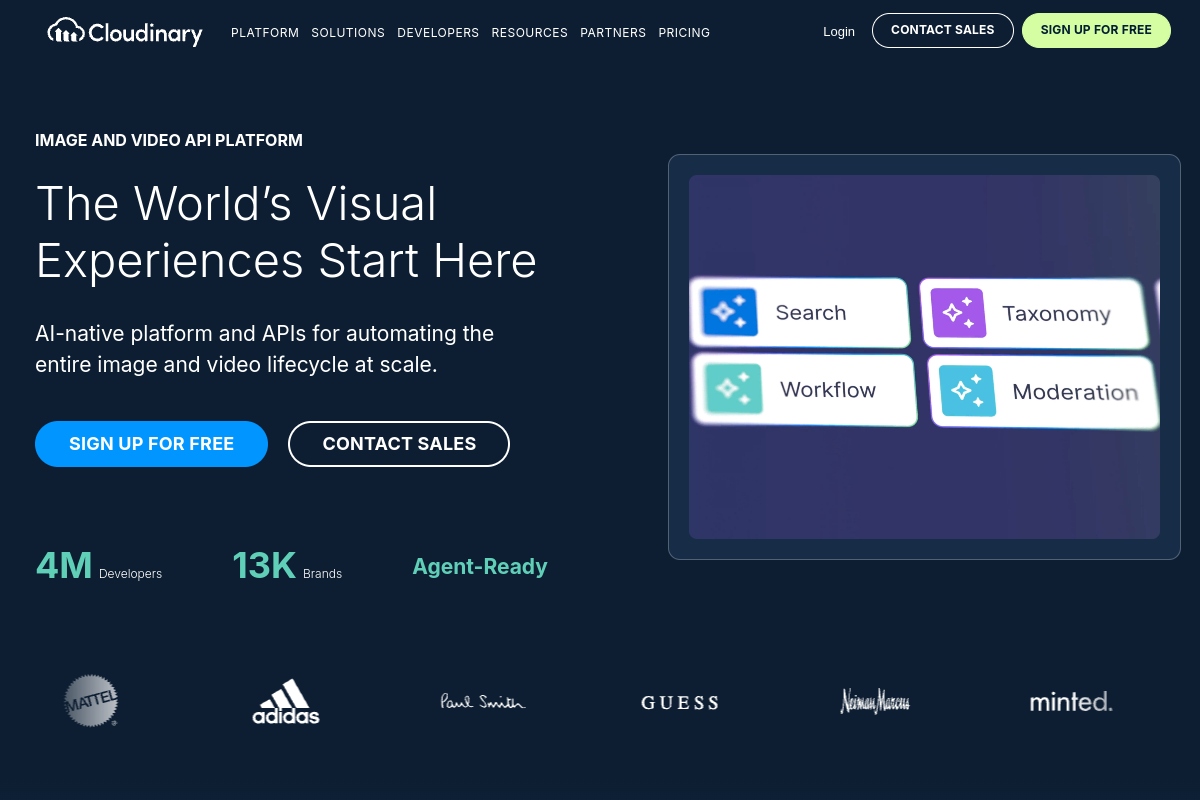 Screenshot of the Cloudinary website