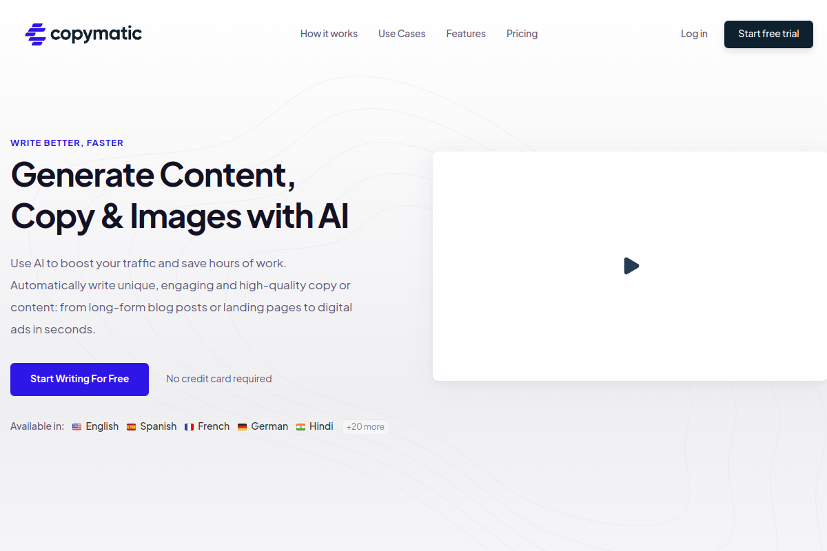 Screenshot of the Copymatic website