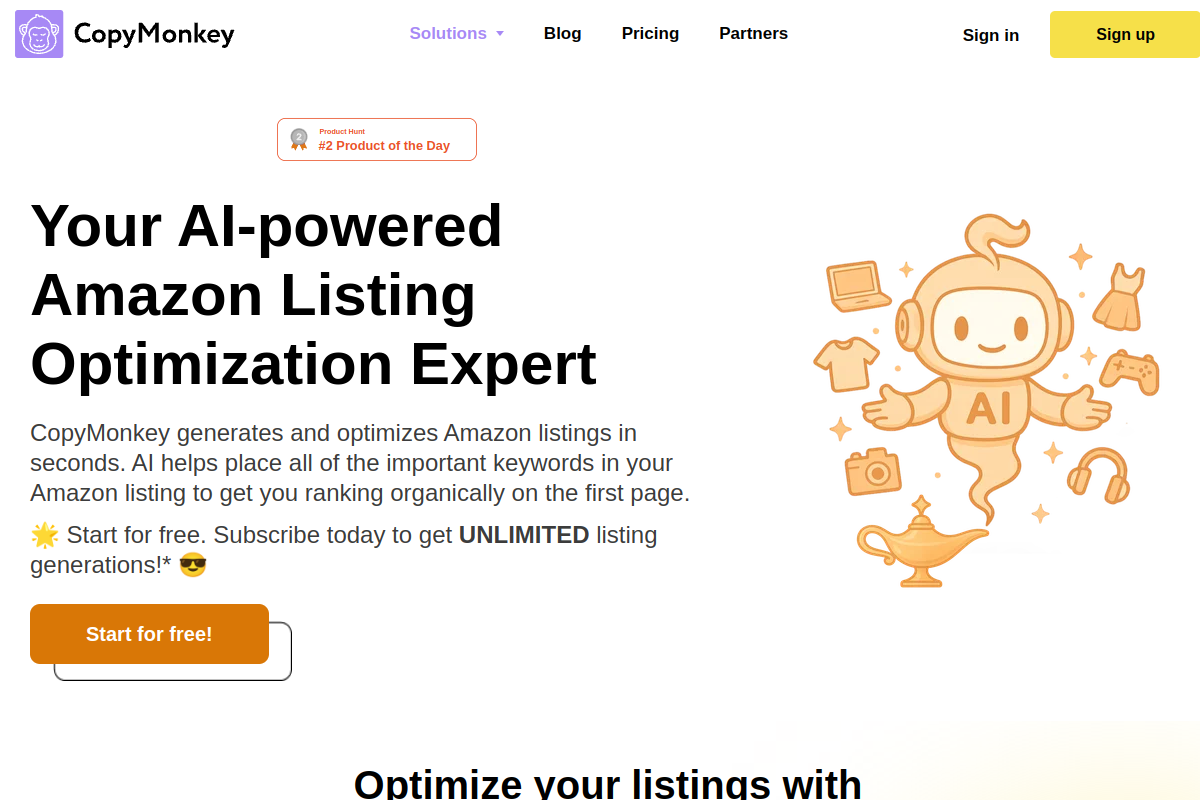 Screenshot of the CopyMonkey website