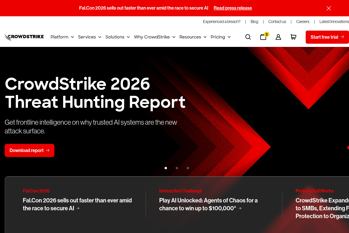 Screenshot of the CrowdStrike website