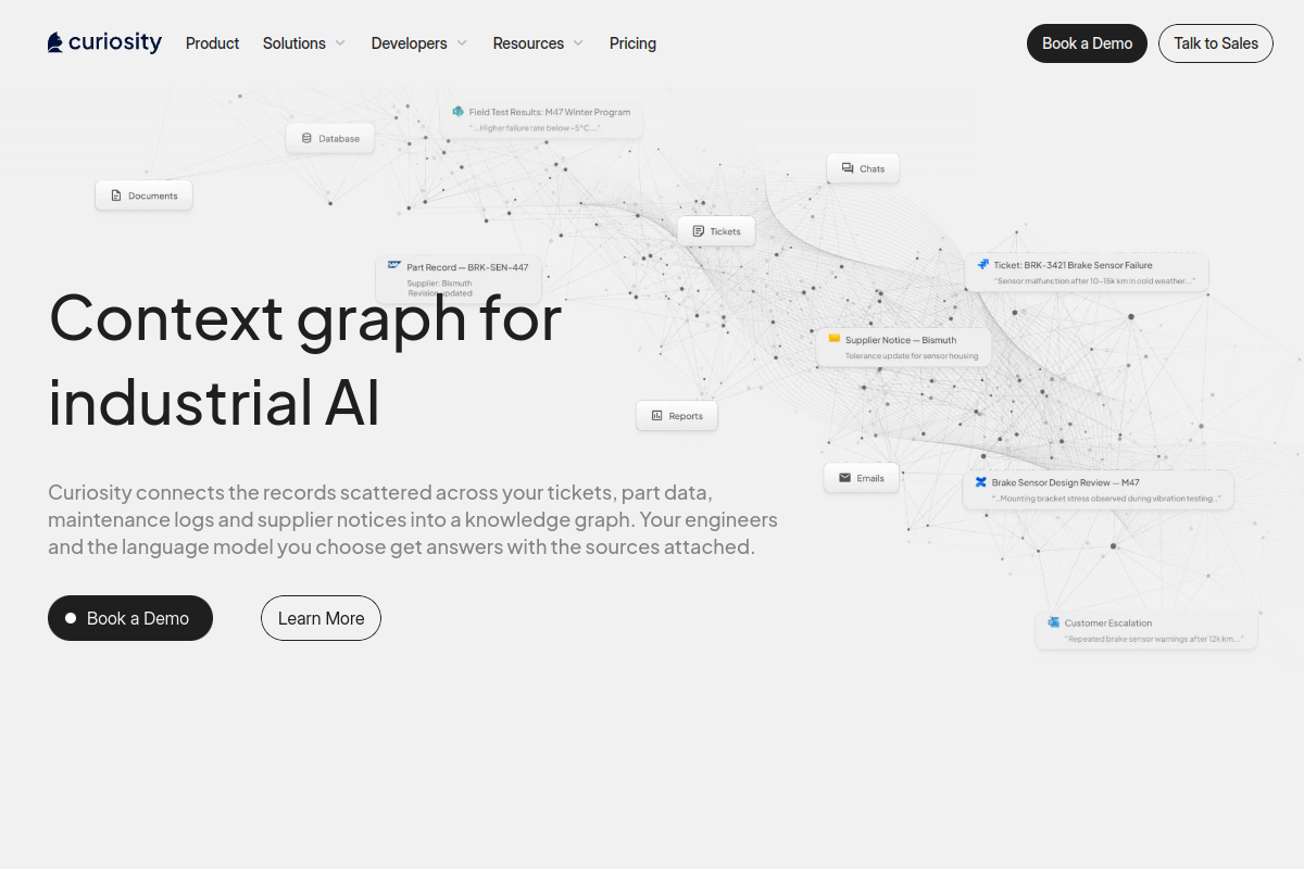 Screenshot of the Curiosity.AI website