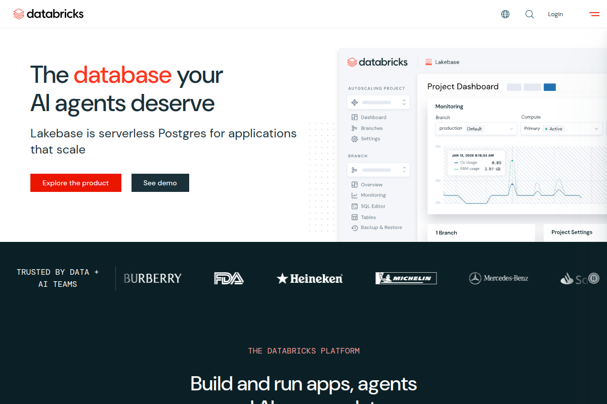 Screenshot of the Databricks website