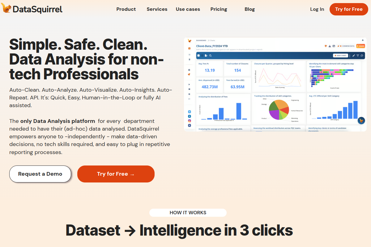 Screenshot of the DataSquirrel website