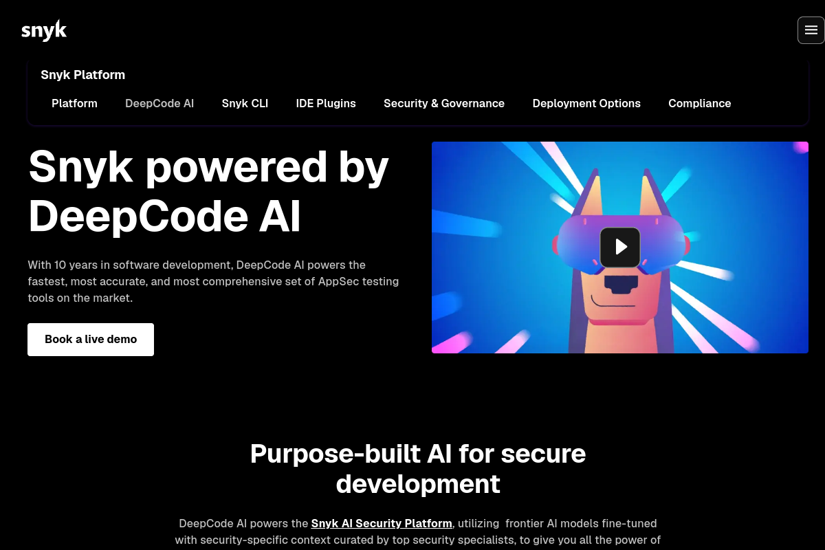 Screenshot of the DeepCode website