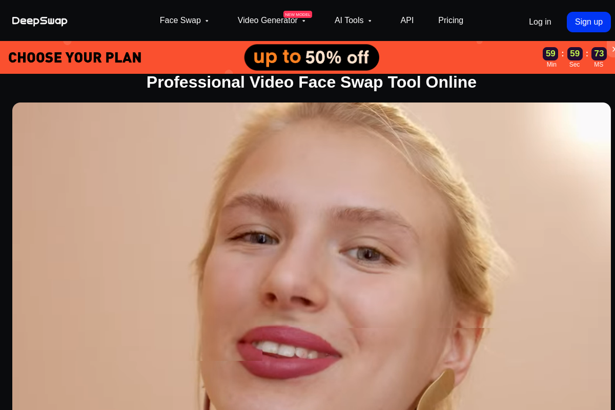 Screenshot of the Deepswap website