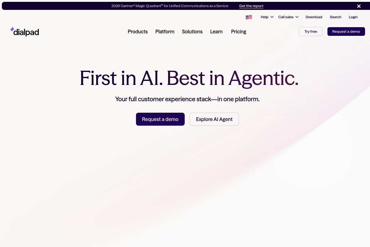 Screenshot of the Dialpad website